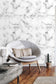 White and Gray Abstract Art Marble Wallpaper Mural - MAIA HOMES