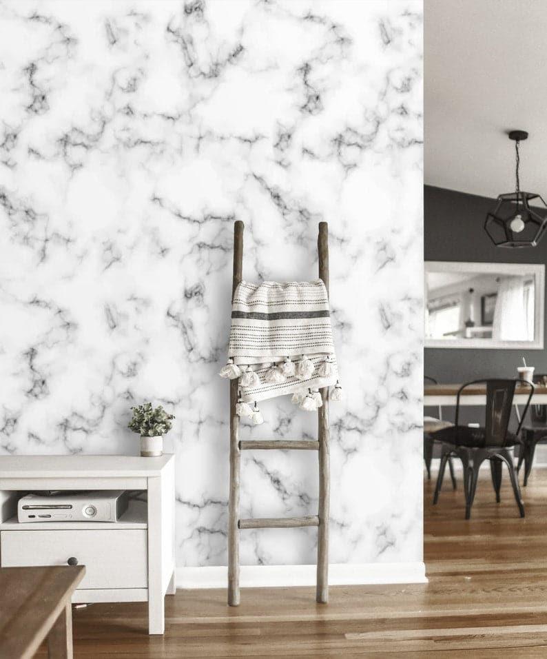 White and Gray Abstract Art Marble Wallpaper Mural