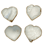 White and Gray Heart Shaped Agate Coaster - Set of 4 Rose Gold Finish