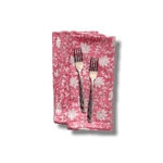 White and Pink Floral Block Printed Cotton Napkins