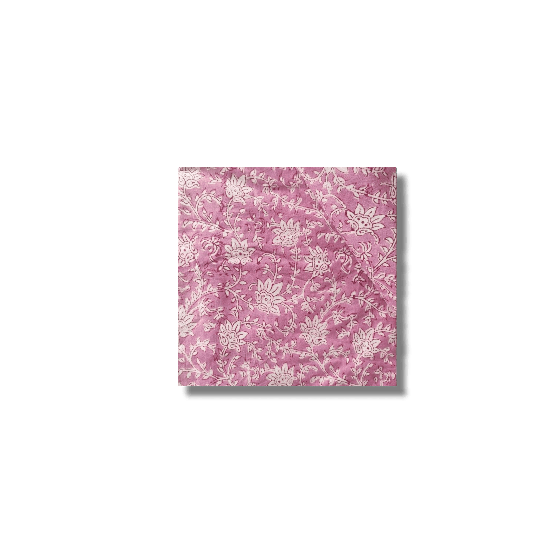 White and Pink Floral Block Printed Cotton Napkins