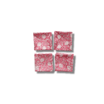 White and Pink Floral Block Printed Cotton Napkins