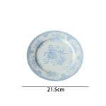 White and Sky Blue Peony Flower Tableware Small 8.5"