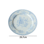 White and Sky Blue Peony Flower Tableware