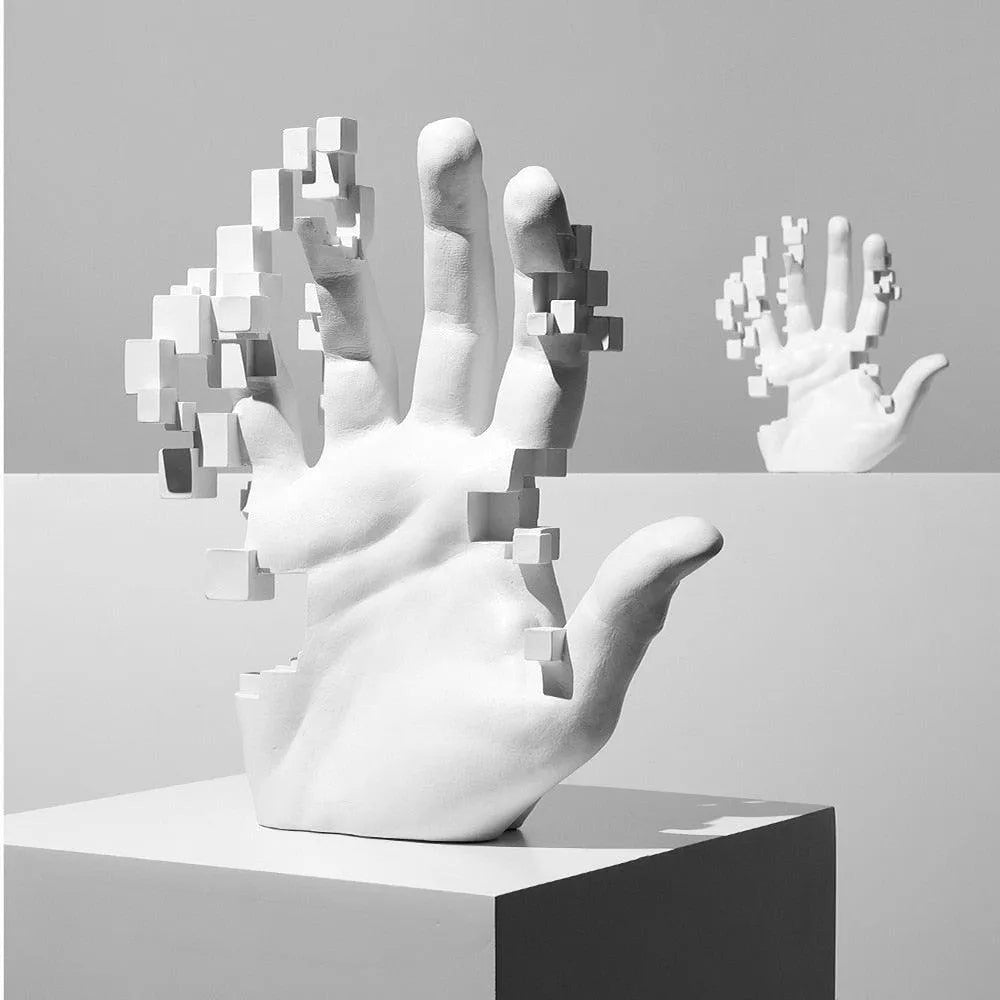 White Artistic Mosaic Hand Sculpture