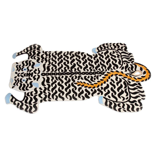 White Authentic Tibetan Tiger Hand Tufted Wool Rug - MAIA HOMES