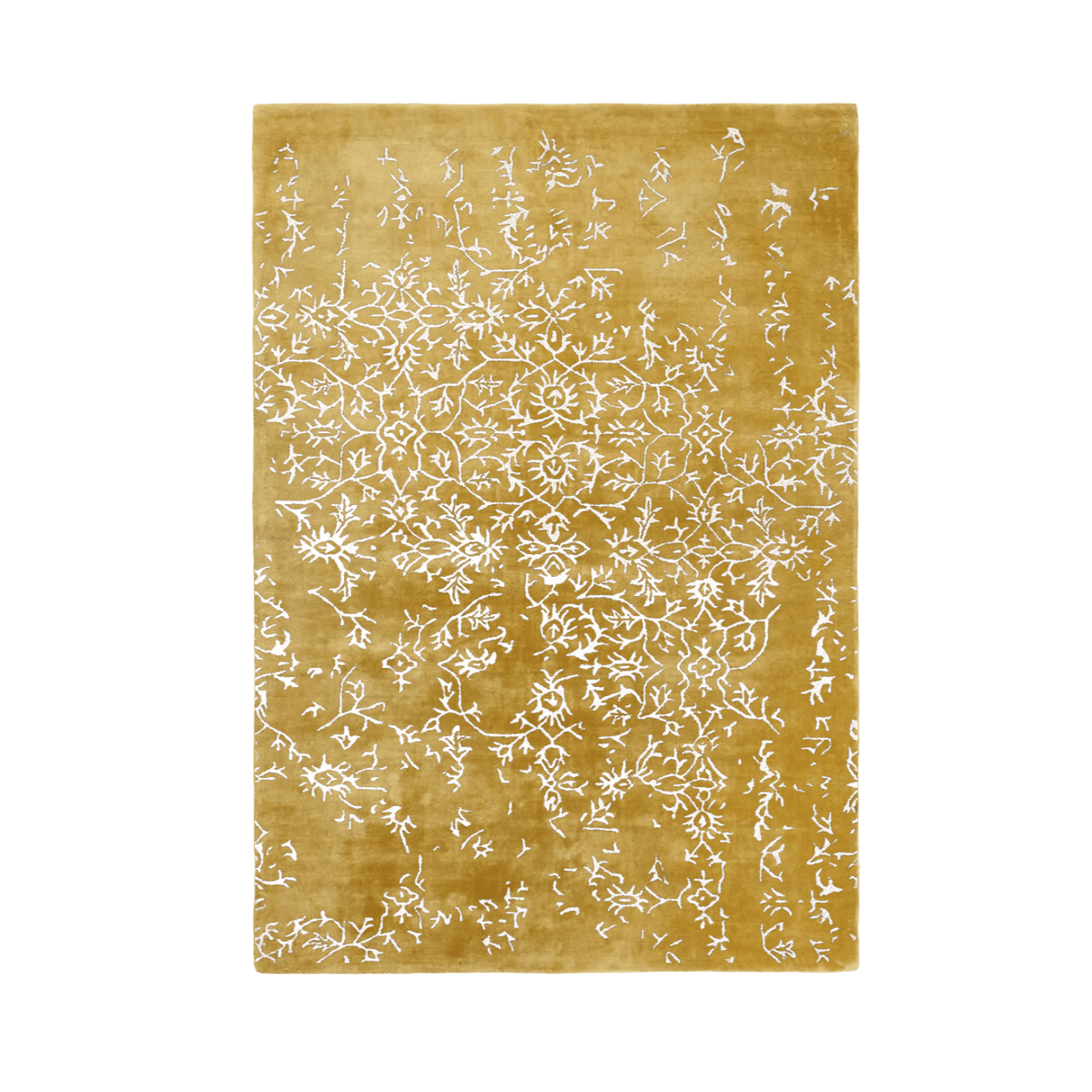 White Bloom Elegant Hand Tufted Viscose Rug - Golden