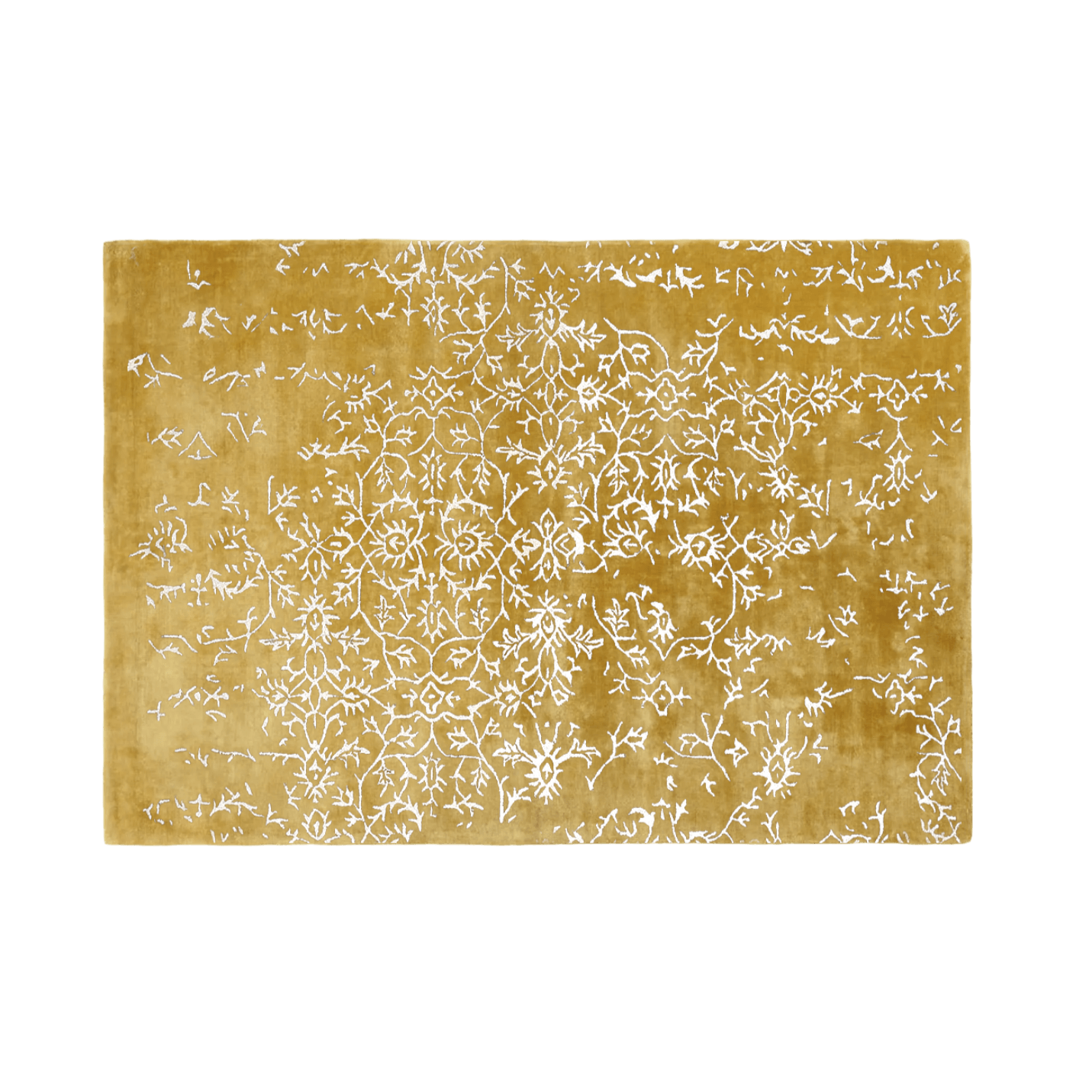 White Bloom Elegant Hand Tufted Viscose Rug - Golden