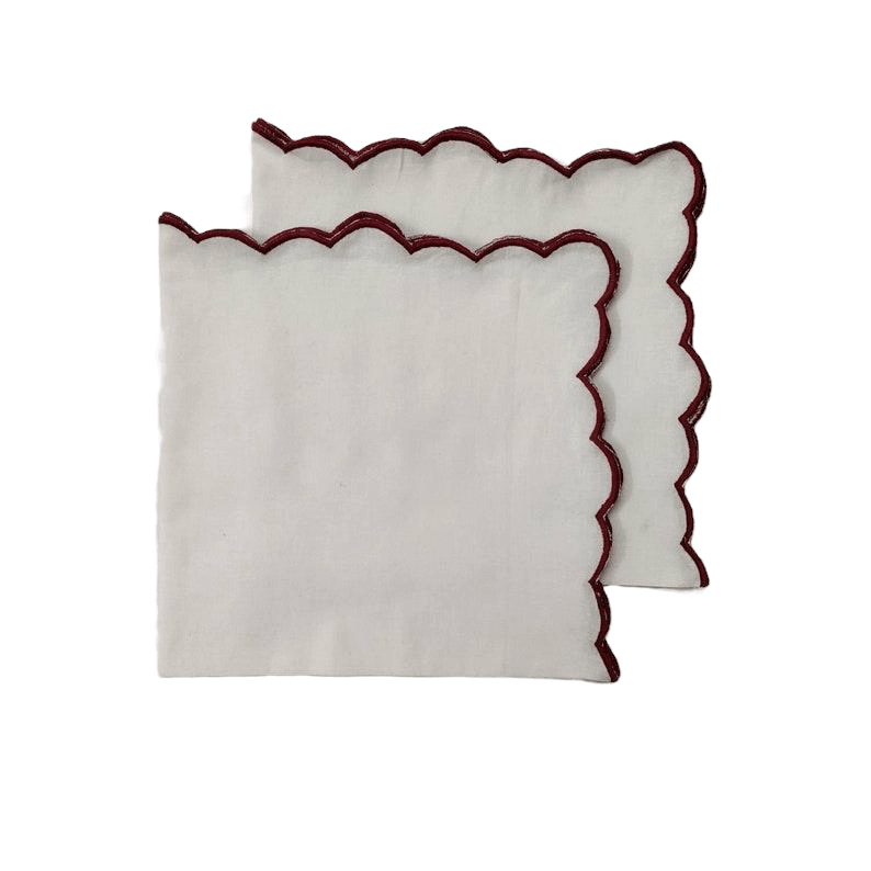 White Cotton Napkins with Embroidered Trim