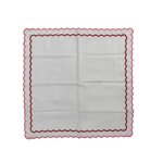 White Cotton Napkins with Pink and Red Trim