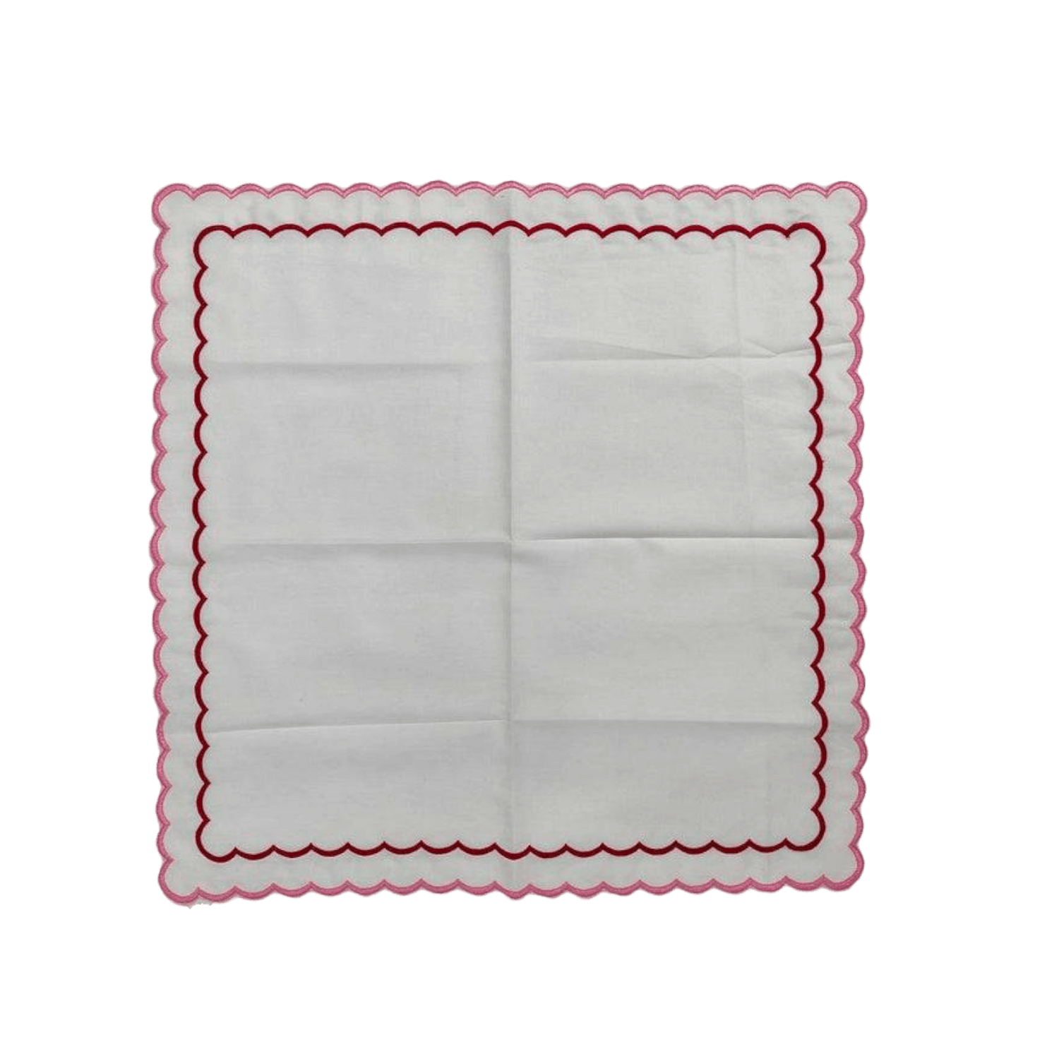 White Cotton Napkins with Pink and Red Trim