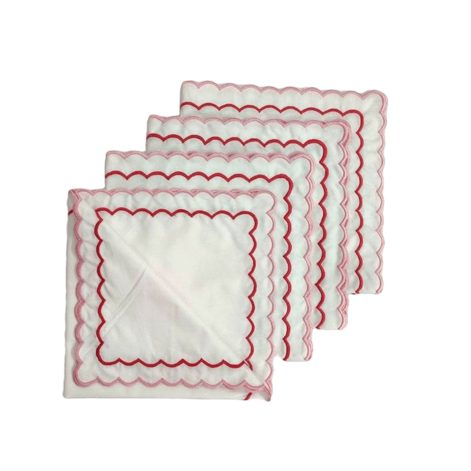 Embroidered Trim White Linen Napkins - SET OF 6-18x18 / Light Pink in 2023