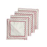 White Cotton Napkins with Pink and Red Trim