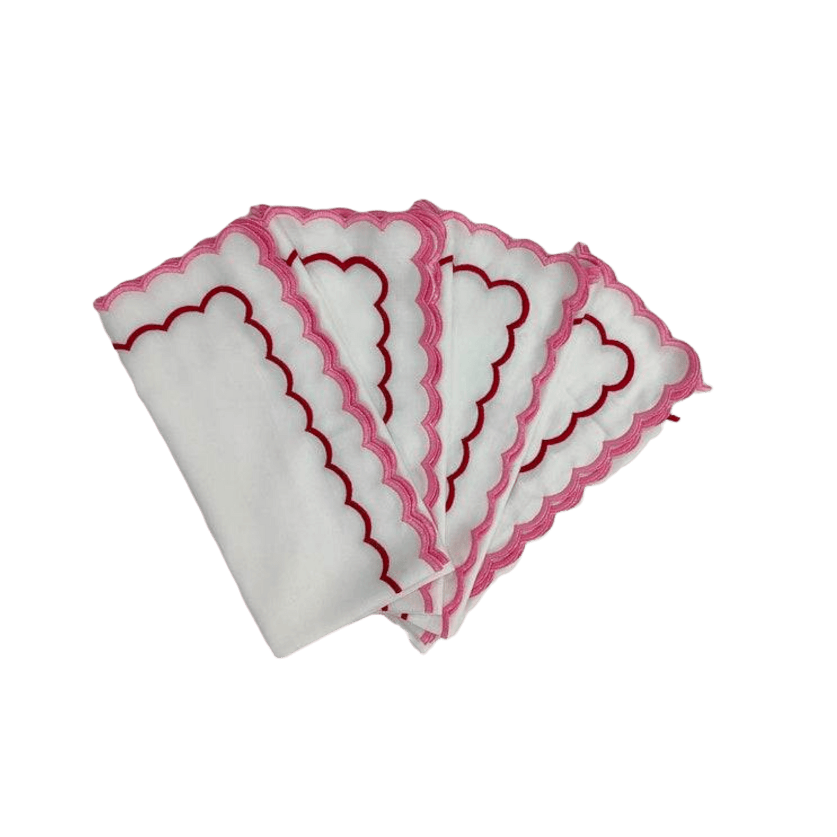 White Cotton Napkins with Pink and Red Trim