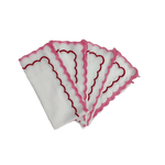 White Cotton Napkins with Pink and Red Trim