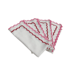 White Cotton Napkins with Pink and Red Trim