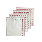 White Cotton Napkins with Pink and Red Trim