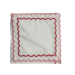 White Cotton Napkins with Pink and Red Trim