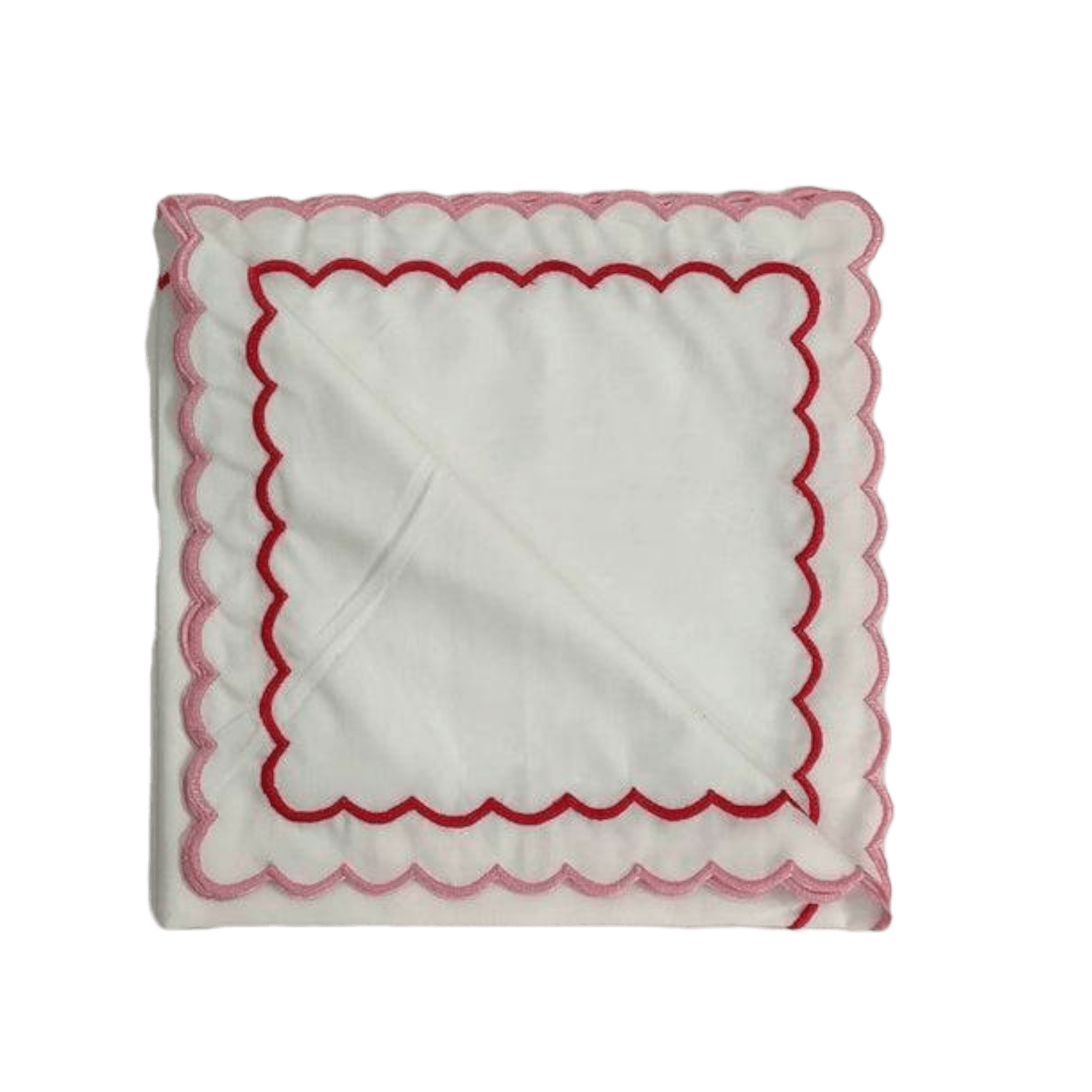 White Cotton Napkins with Pink and Red Trim