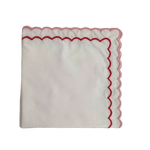 White Cotton Napkins with Pink and Red Trim