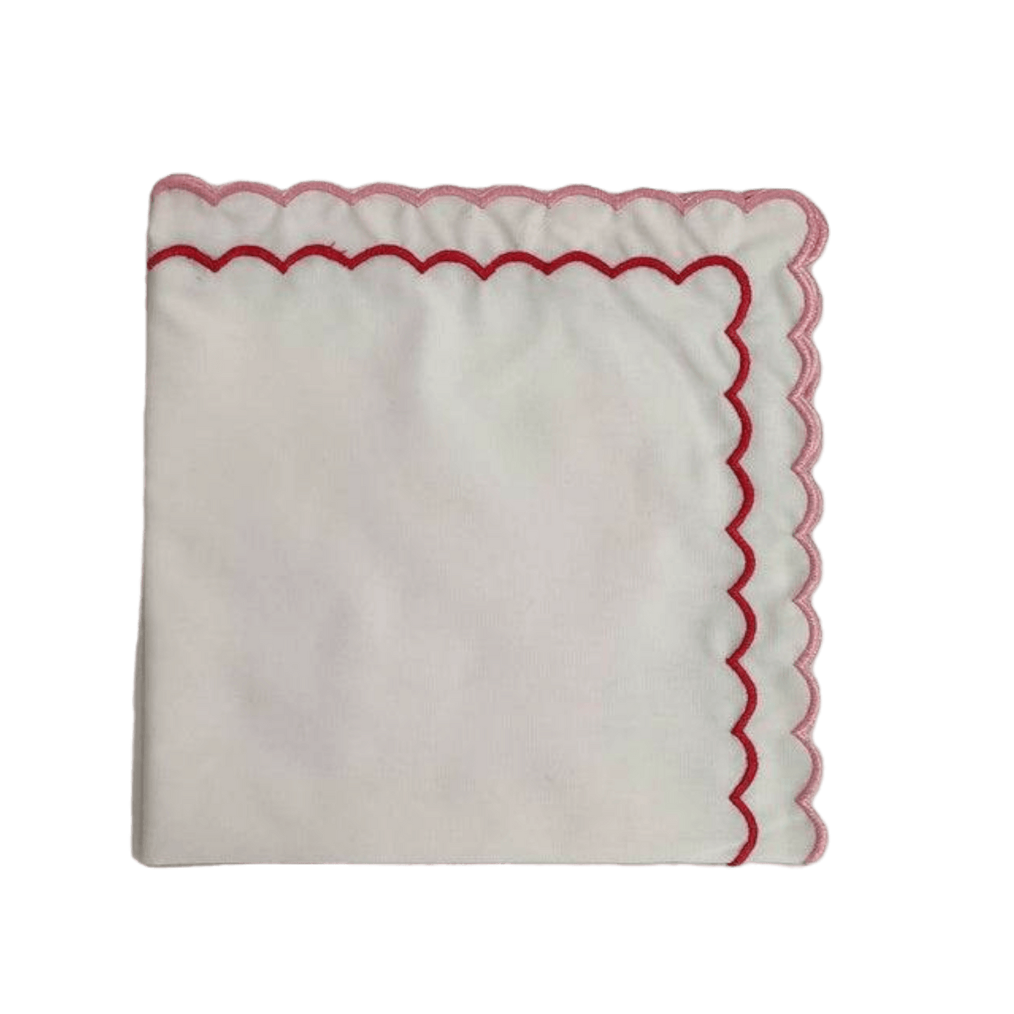 White Cotton Napkins with Pink and Red Trim