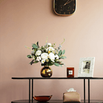 White Cotton Rose Floral Arrangement in a Gold Pot