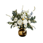 White Cotton Rose Floral Arrangement in a Gold Pot - MAIA HOMES