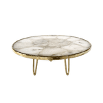 White Crystal Agate Cake Stand with Brass Legs