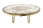 White Crystal Agate Cake Stand with Brass Legs Rose Gold