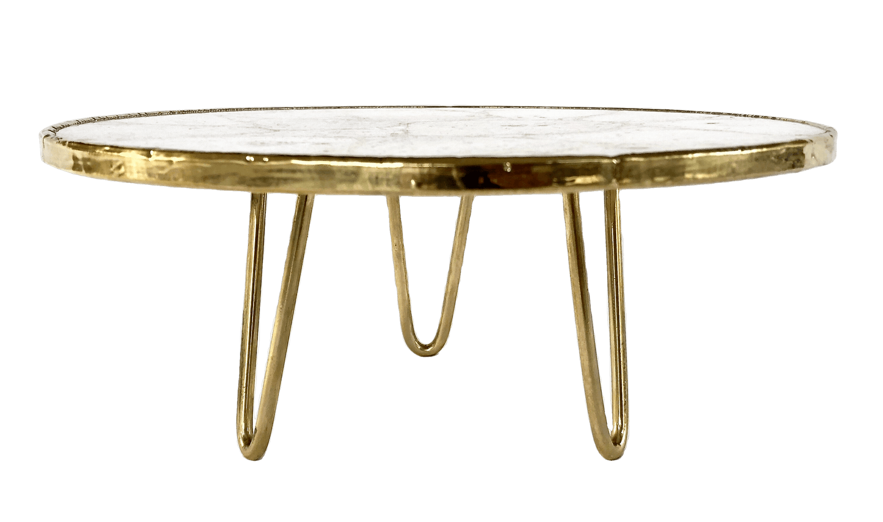 White Crystal Agate Cake Stand with Brass Legs