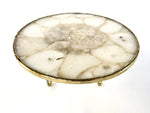 White Crystal Agate Cake Stand with Brass Legs