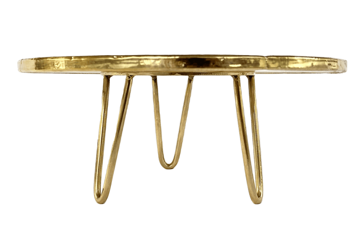 White Crystal Agate Cake Stand with Brass Legs