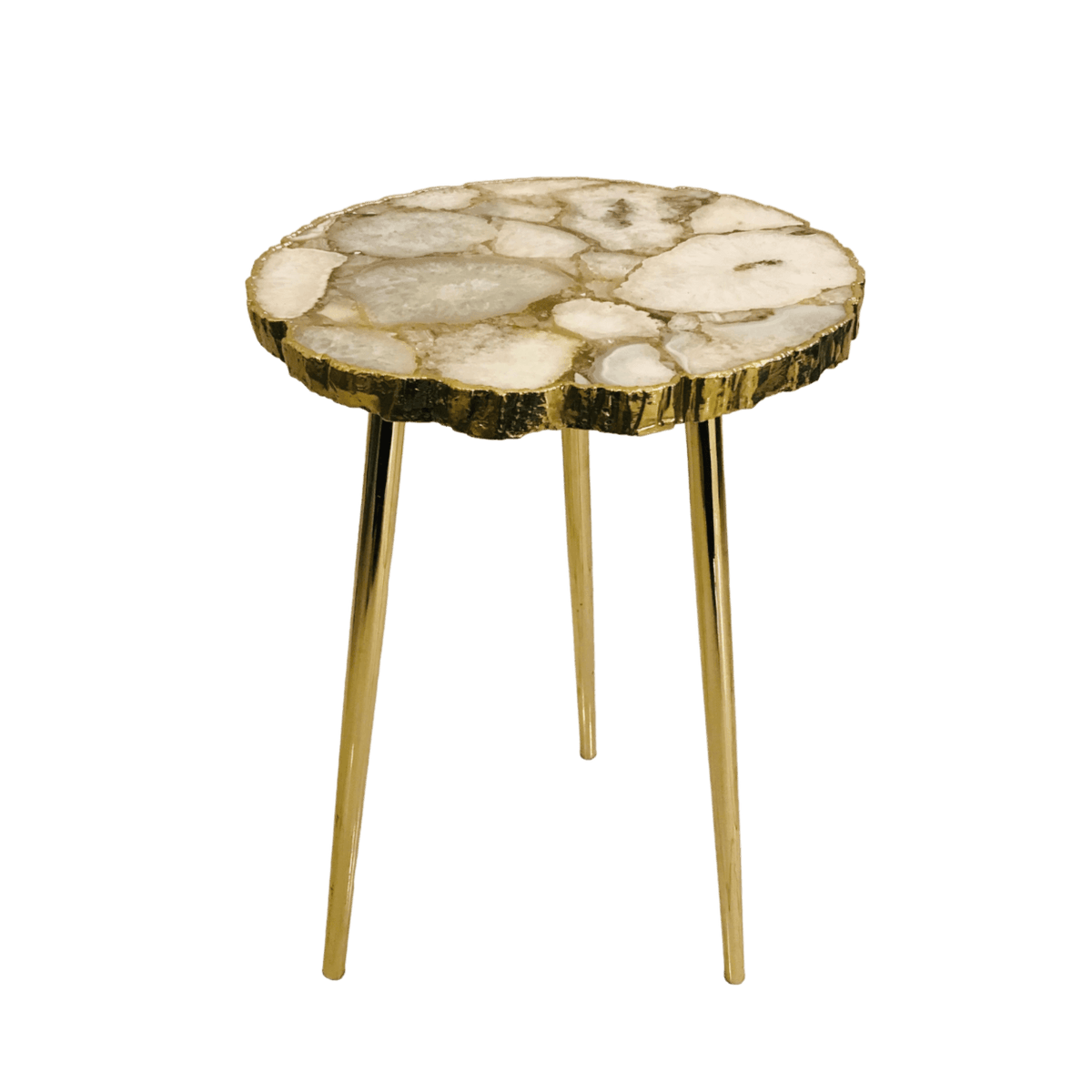 White Crystal Agate Organic Edge Accent Table