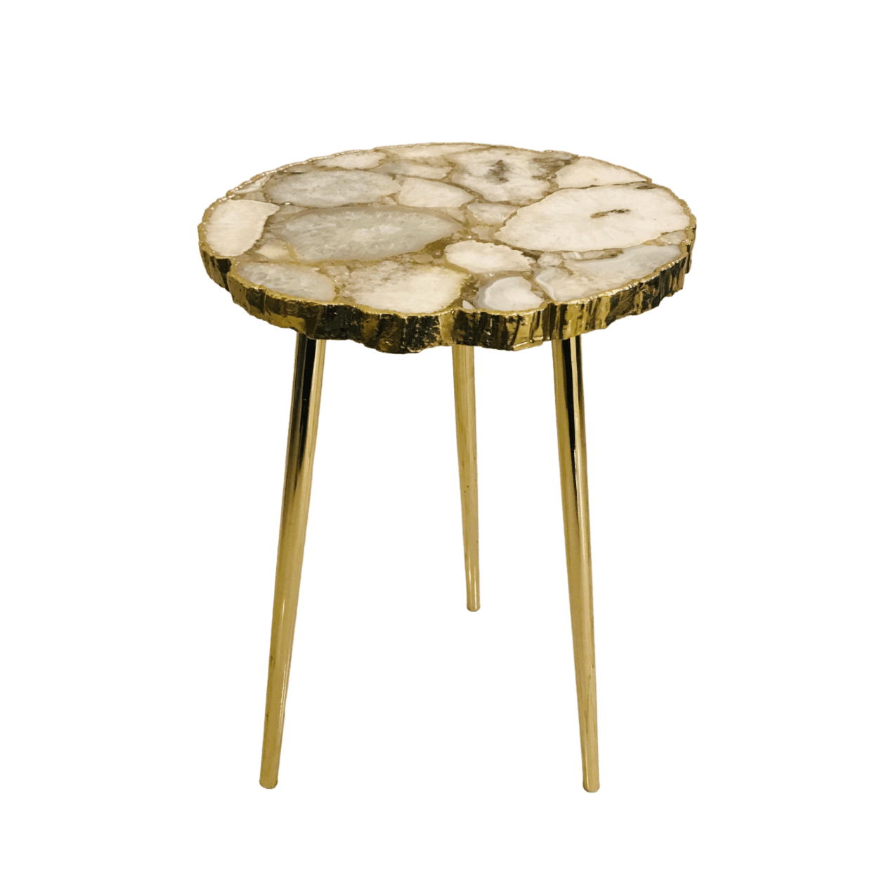 White Crystal Agate Organic Edge Accent Table