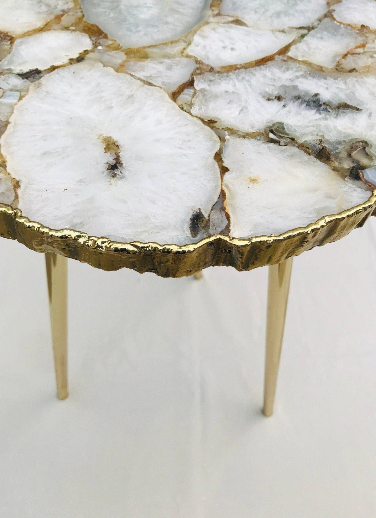 White Crystal Agate Organic Edge Accent Table