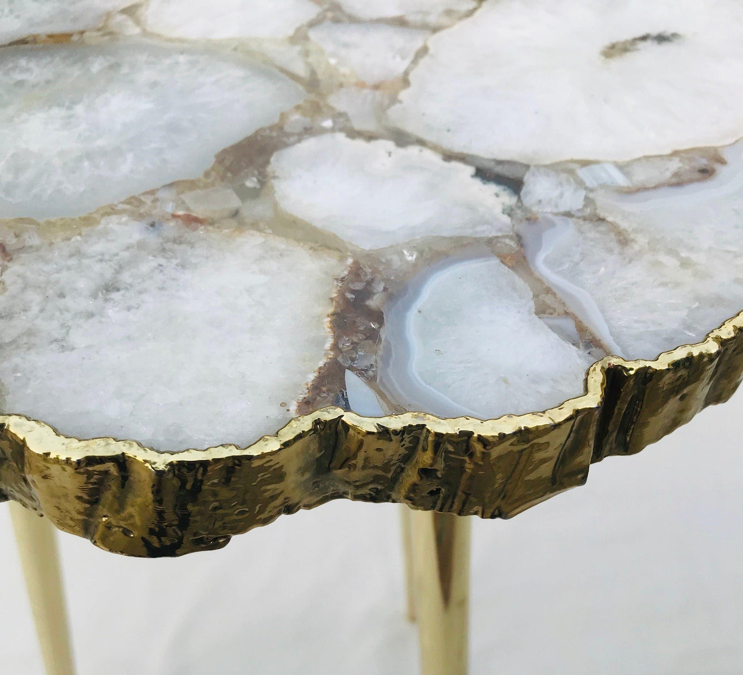 White Crystal Agate Organic Edge Accent Table - MAIA HOMES