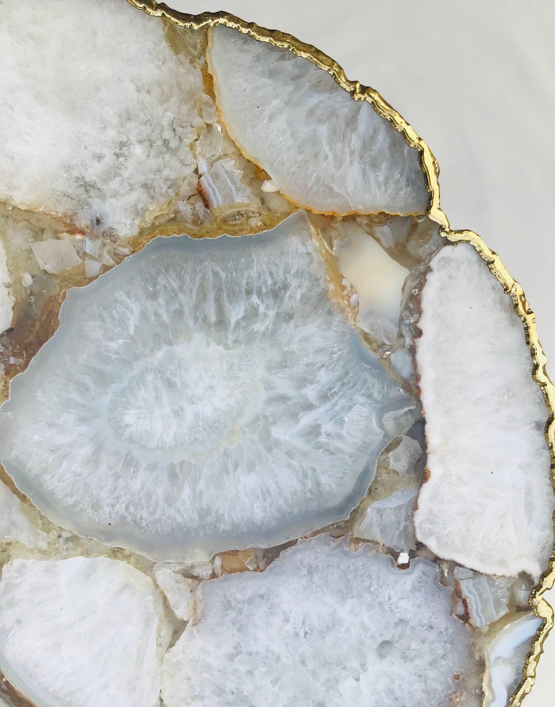 White Crystal Agate Organic Edge Accent Table