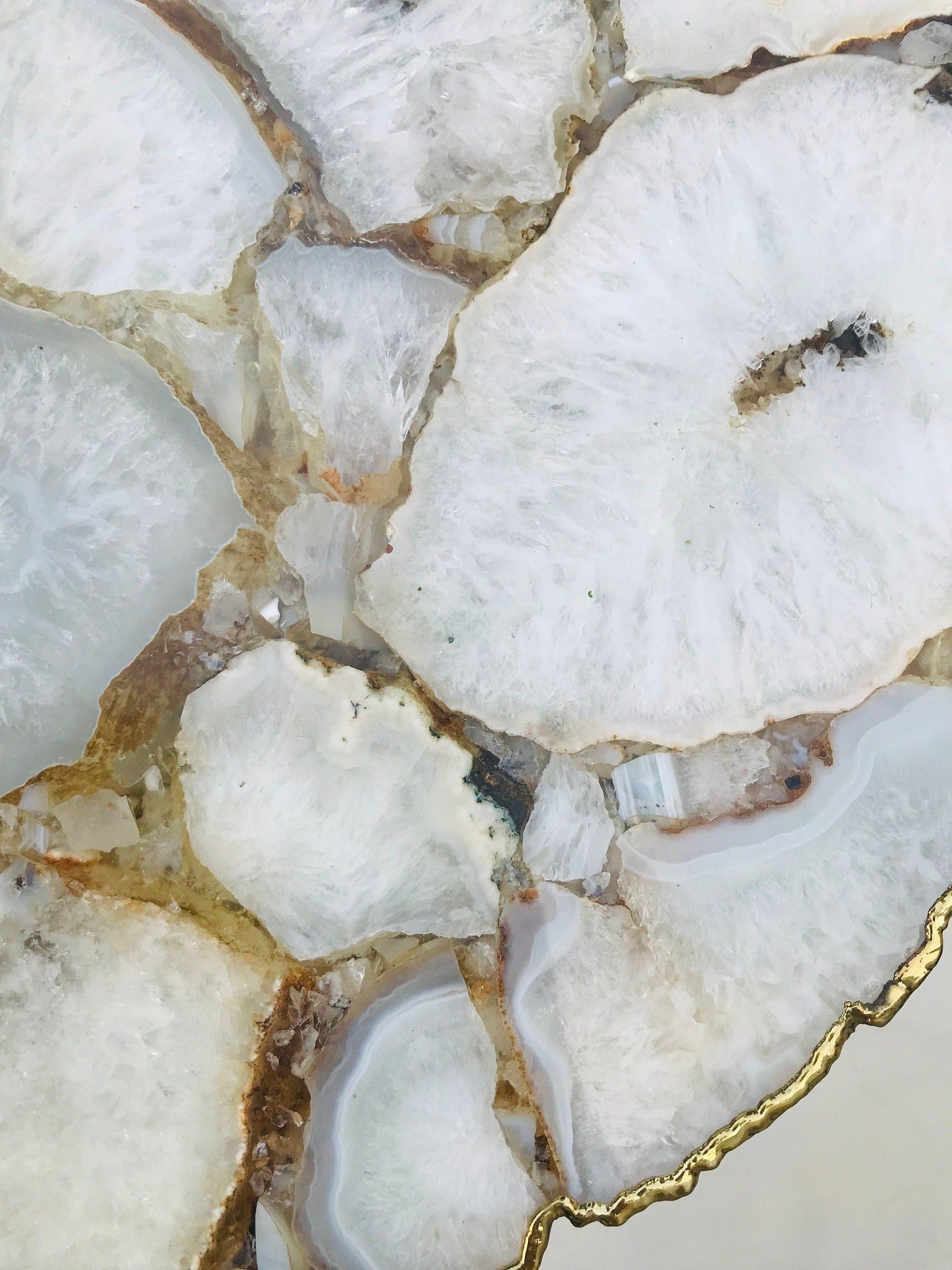 White Crystal Agate Organic Edge Accent Table