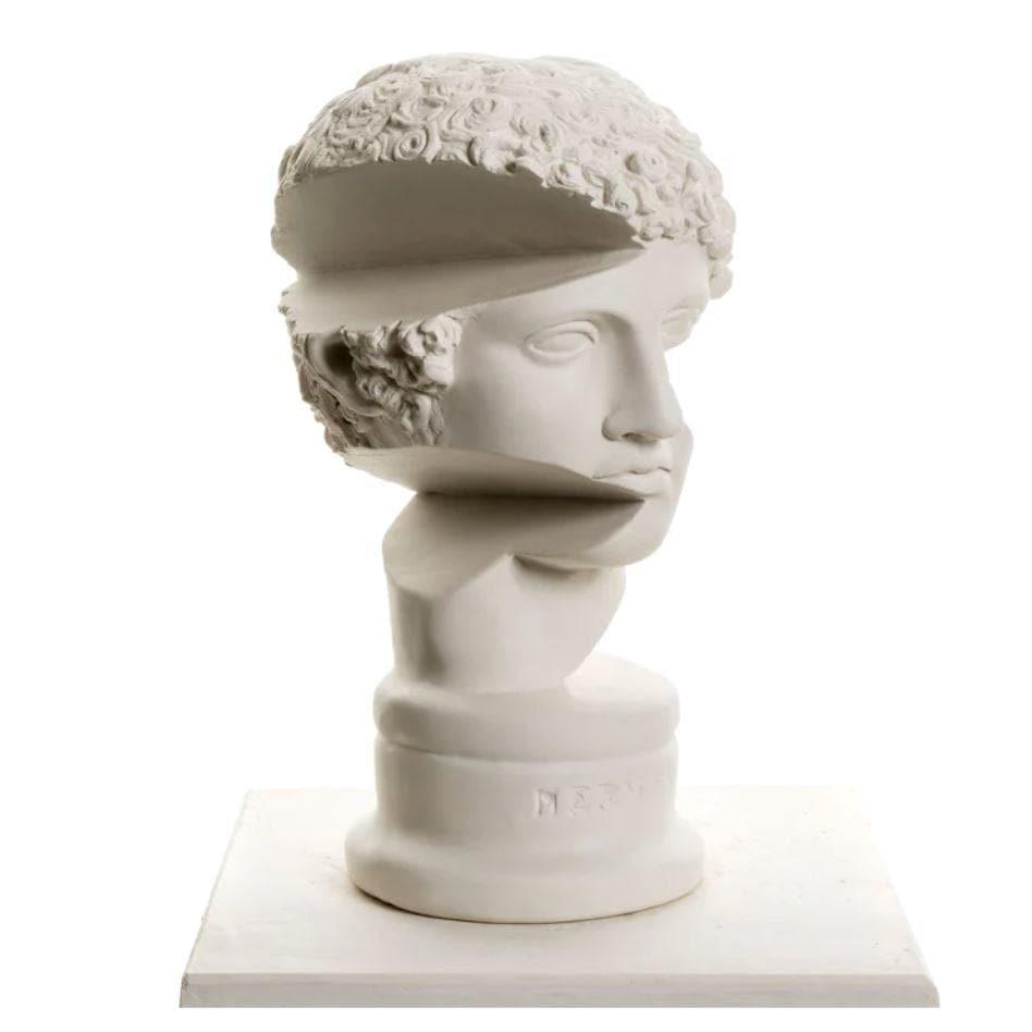 White Cut-Out Hermes Bust Statute - MAIA HOMES