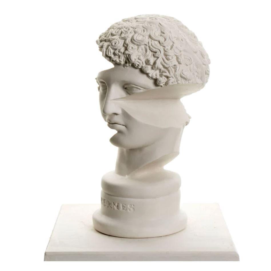 White Cut-Out Hermes Bust Statute