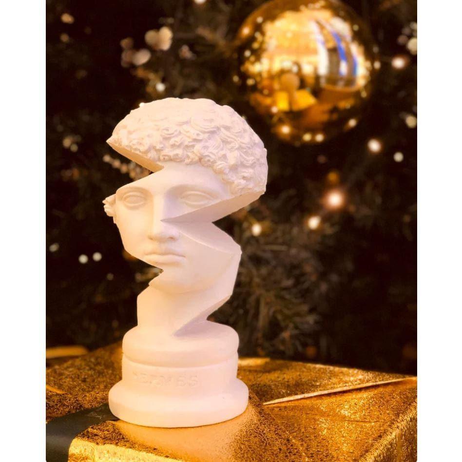 White Cut-Out Hermes Bust Statute - MAIA HOMES