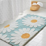 White Daisy Bloom Bath Mat