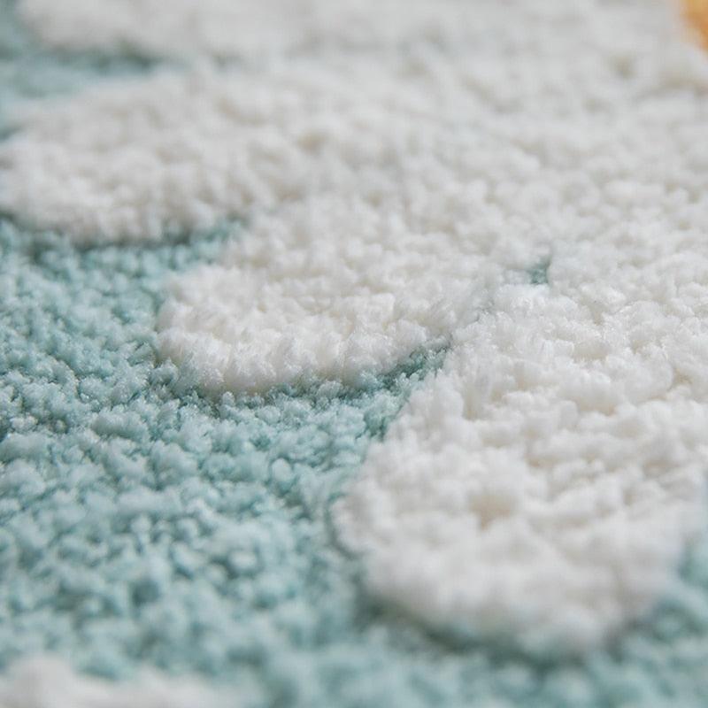 White Daisy Bloom Bath Mat