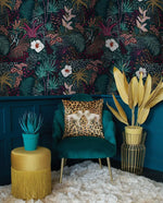 White Floral Colorful Tropical Jungle Wallpaper