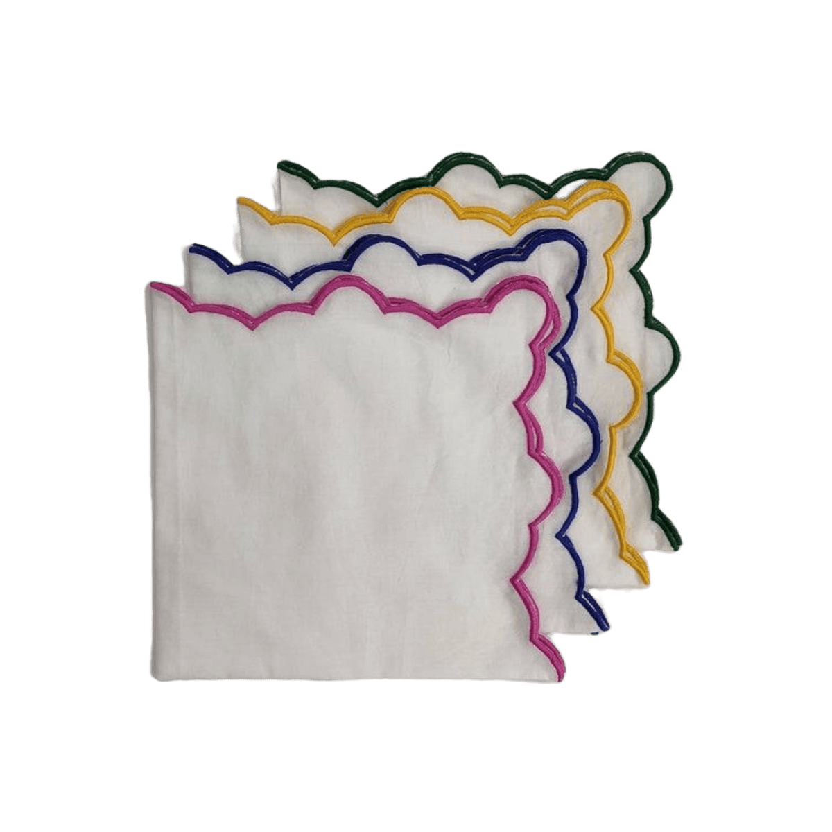 White Linen Zig Zag Embroidered Napkins Set