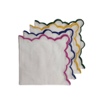 White Linen Zig Zag Embroidered Napkins Set