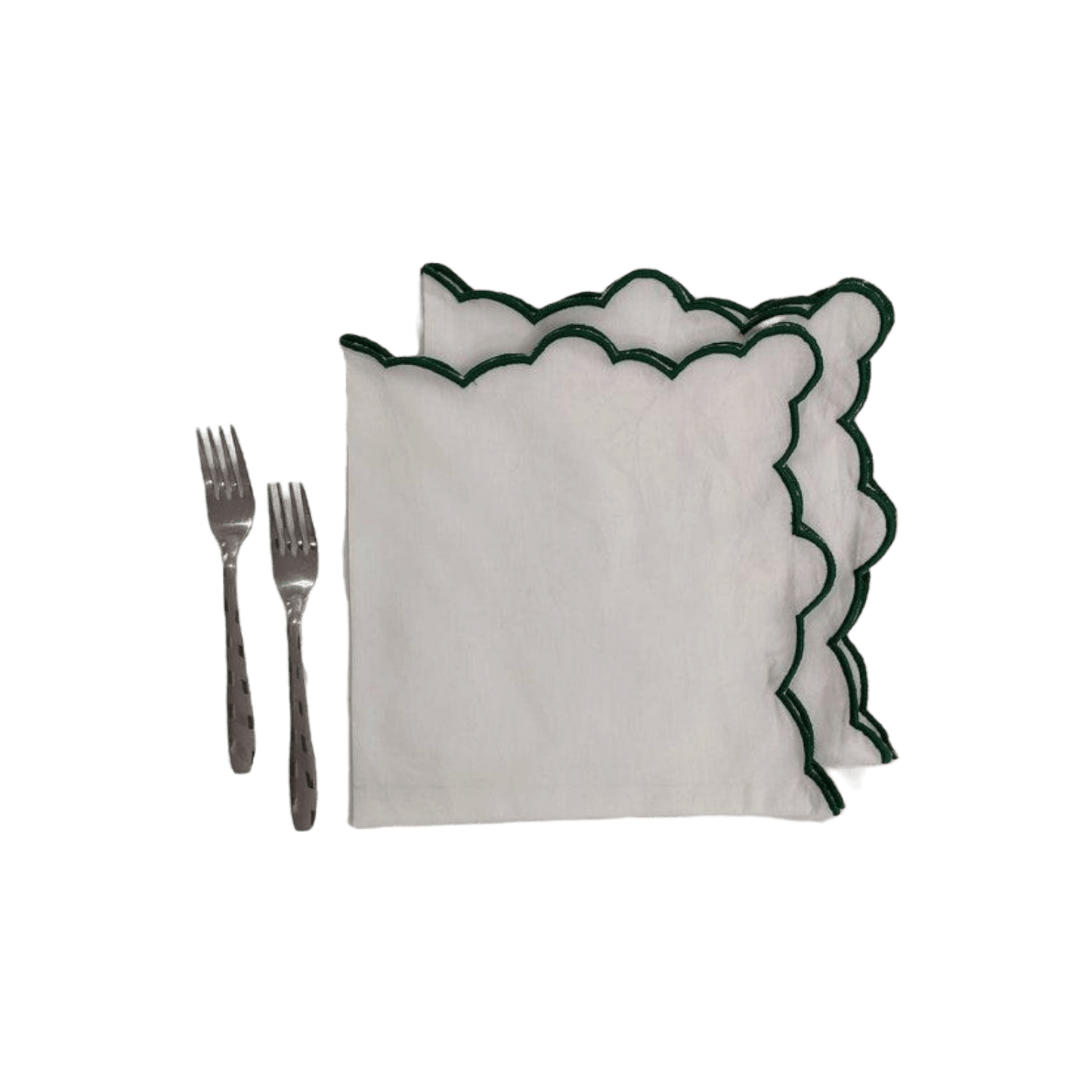 White Linen Zig Zag Embroidered Napkins Set - MAIA HOMES