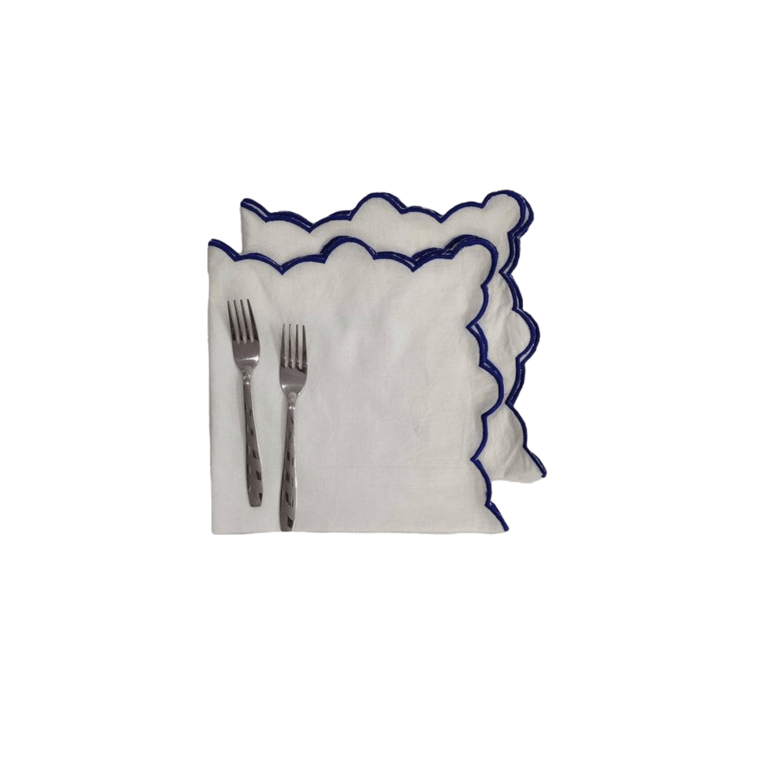 White Linen Zig Zag Embroidered Napkins Set