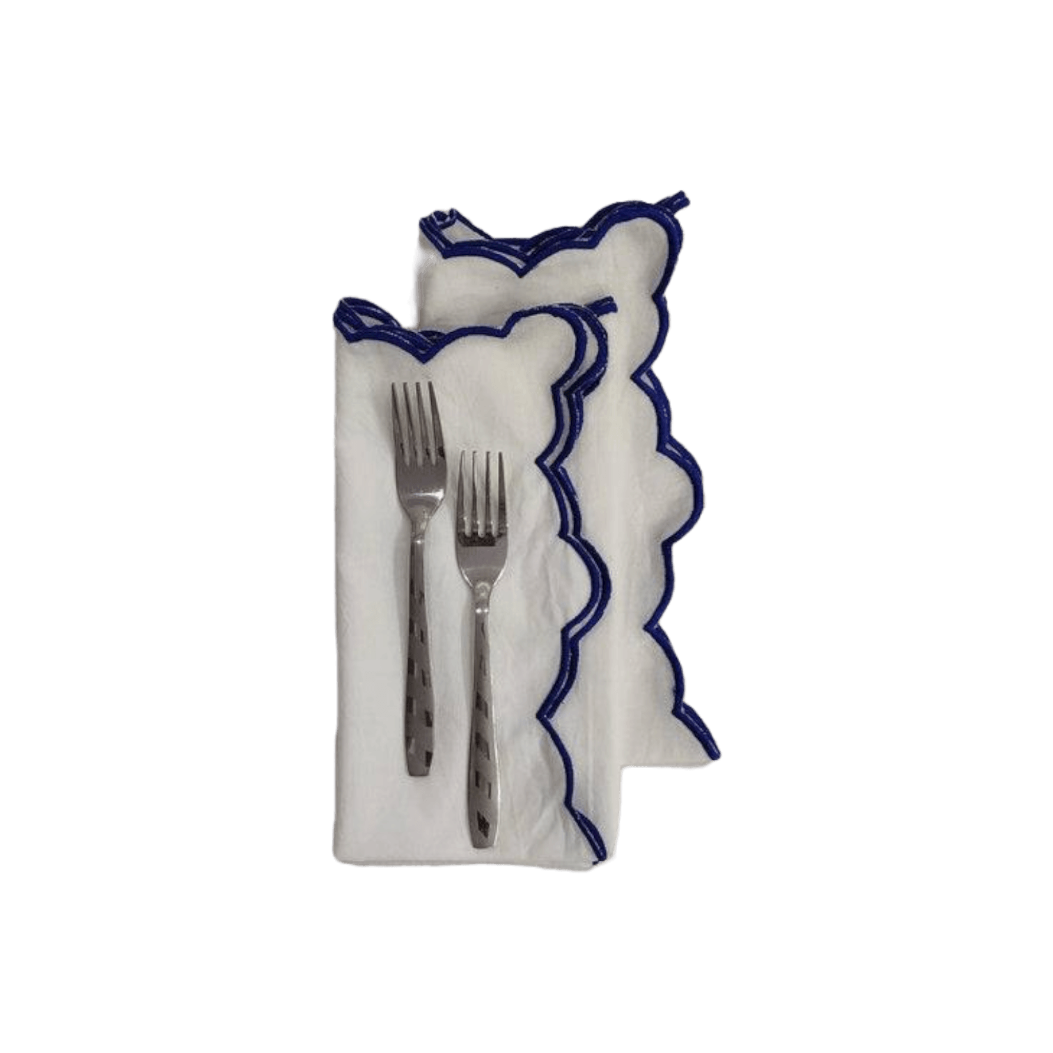 White Linen Zig Zag Embroidered Napkins Set