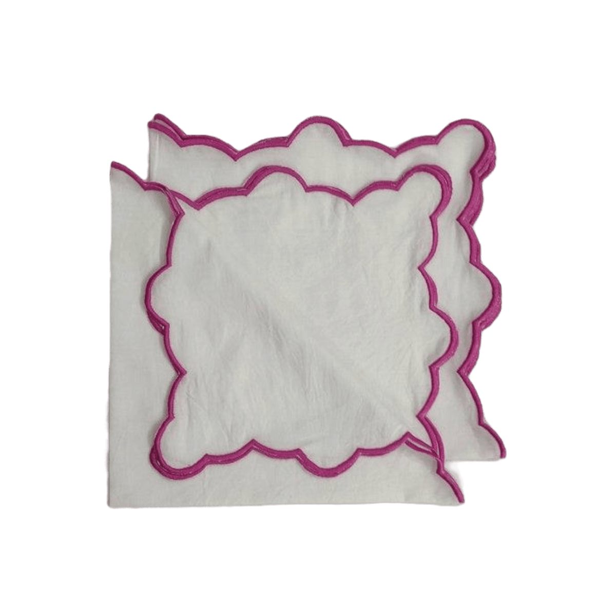 White Linen Zig Zag Embroidered Napkins Set